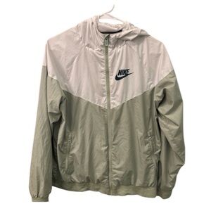 Nike Windrunner Youth XL Jacket Olive Green White Colorblock Windbreaker